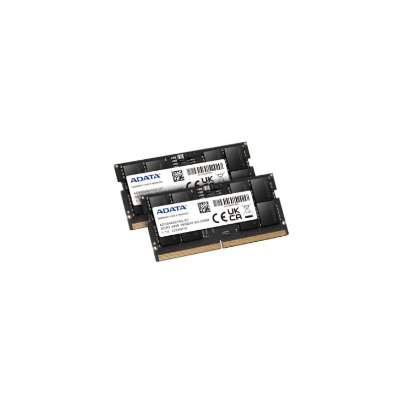 ADATA DDR5 SDRAM 32GB CL40 On-die ECC SO DIMM 262-PIN ADATA DDR5 SDRAM 32GB CL40 On-die ECC SO DIMM 262-PIN